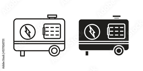 Generator icon outline and solid vector sign, linear pictograms
