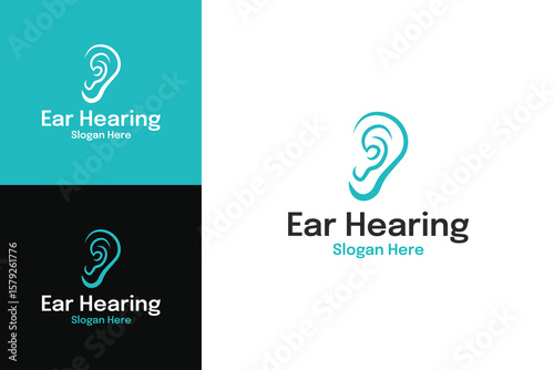 Modern ear hearing logo design template vector illustration