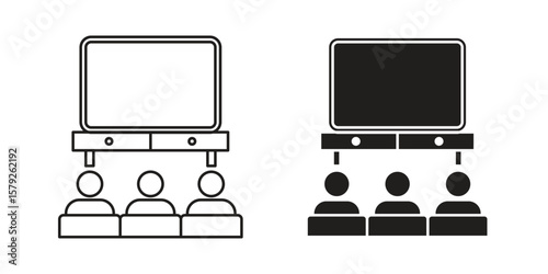 Home cinema icon outline and solid vector sign, linear pictograms