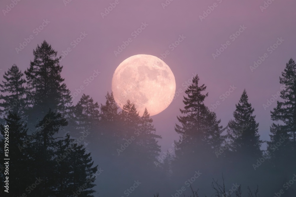 Fototapeta premium Supermoon above tree, scientists background, science background, space background