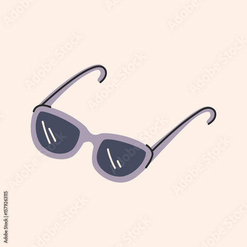 Eyewear Sun Protection Sunglass Vector Illustration. FAshion Summer Glasses Retro Eyeglasses Accessory.