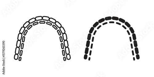 Lingual braces icon outline and solid vector sign, linear pictograms