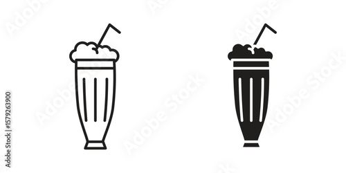 Milkshake icon outline and solid vector sign, linear pictograms