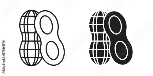 Peanut icon outline and solid vector sign, linear pictograms