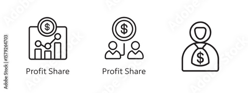 Financial Symbols or Business Icons Set, Money, Banking, Investment, Wallet, Crypto, Growth, Budget Vector Design
