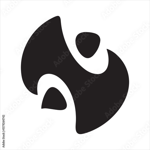 Abstract black shape with organic curves and negative space