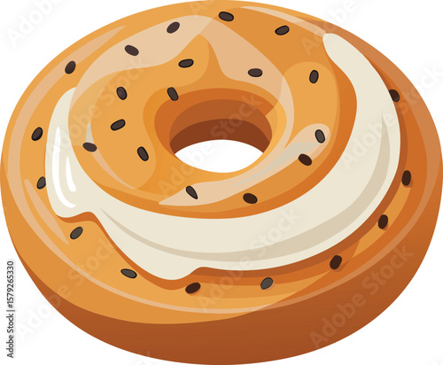 Delicious Cream Cheese Bagel with Poppy Seeds, Perfect for Breakfast or Brunch