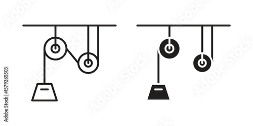 Pulley icon outline and solid vector sign, linear pictograms