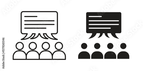 Public opinion icon outline and solid vector sign, linear pictograms