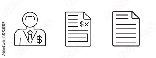 Financial Symbols or Business Icons Set, Money, Banking, Investment, Wallet, Crypto, Growth, Budget Vector Design