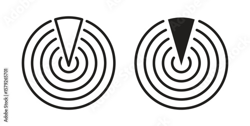 Radar detection icon outline and solid vector sign, linear pictograms