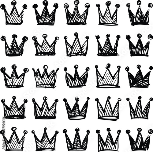 Collection of royal crowns and tiaras for regal designs isolated on white background isolated on transparent background silhouette