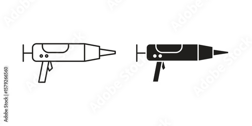 Sealants gun icon outline and solid vector sign, linear pictograms