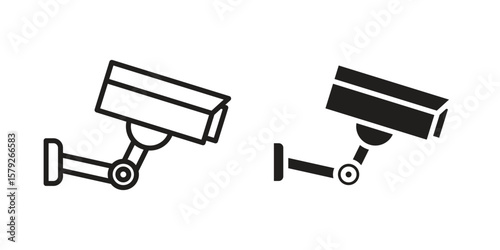 Security camera icon outline and solid vector sign, linear pictograms