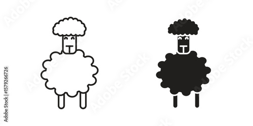 Foto Sheep icon outline and solid vector sign, linear pictograms