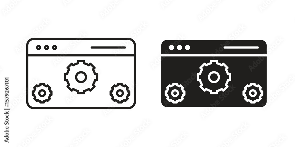 Fototapeta premium Software icon outline and solid vector sign, linear pictograms