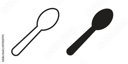 Spoon icon outline and solid vector sign, linear pictograms