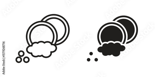 Washing dishes icon outline and solid vector sign, linear pictograms