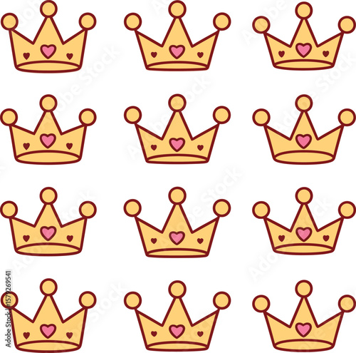 Collection of royal crowns and tiaras for regal designs isolated on white background isolated on transparent background silhouette