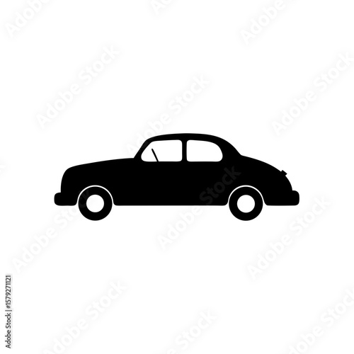 Retro Classic Car with Just Married Sign Vector Clipart Wedding Design