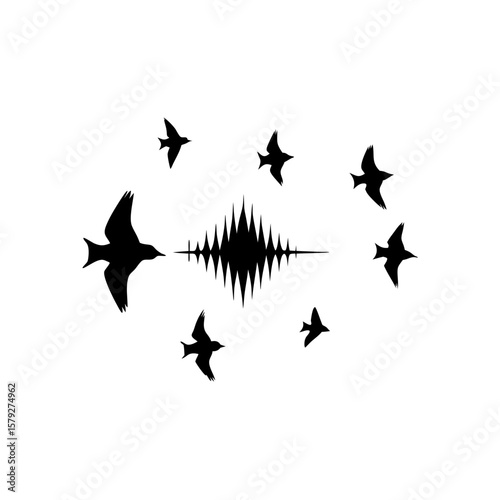 Abstract Sound Wave of Birds Chirping Vector Clipart for Nature Themes