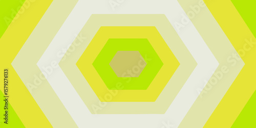 Abstract geometric pattern featuring concentric colorful modern hexagons in shades of yellow and green creating a modern and eye catching pattern effect.