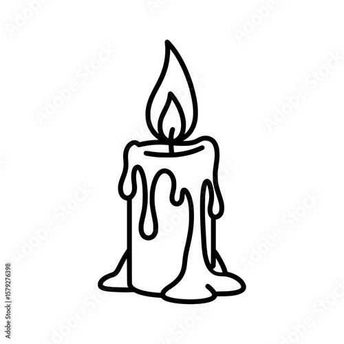 Burning Candle Illustration with Melted Wax