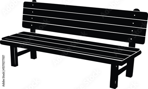 rustic seat bench silhouette vector