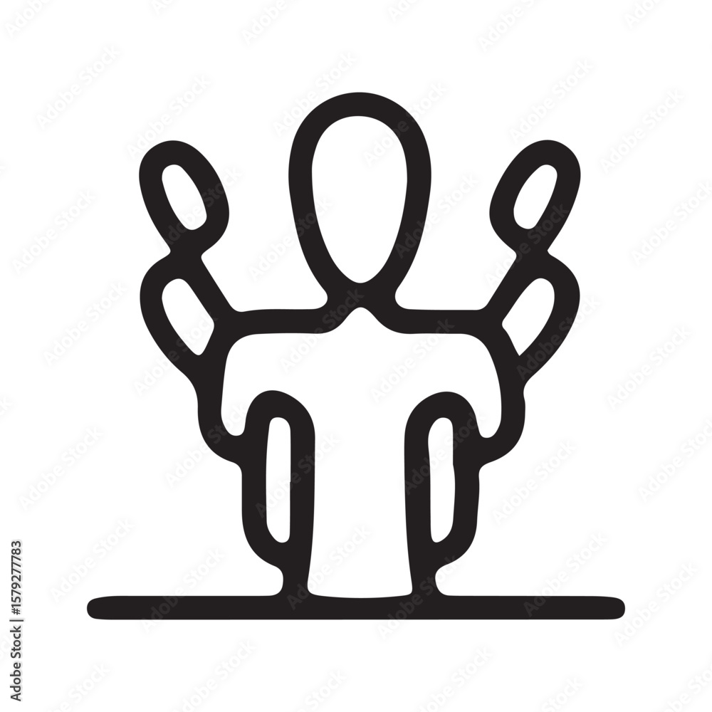 Obraz premium Abstract Symbol of Person with Arms Raised in Unity and Support Expression