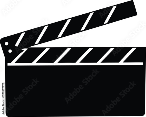 movie clapper board, film action vector icon