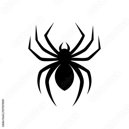 Bold Spider Icon Vector Clipart on White Background for Halloween Design