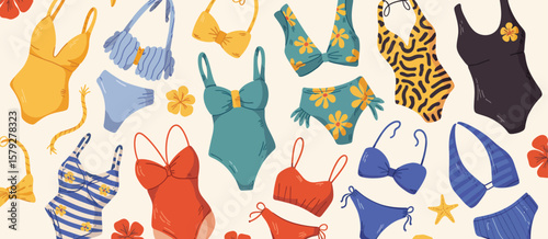 Colorful Summer Swimsuits and Bikini Set