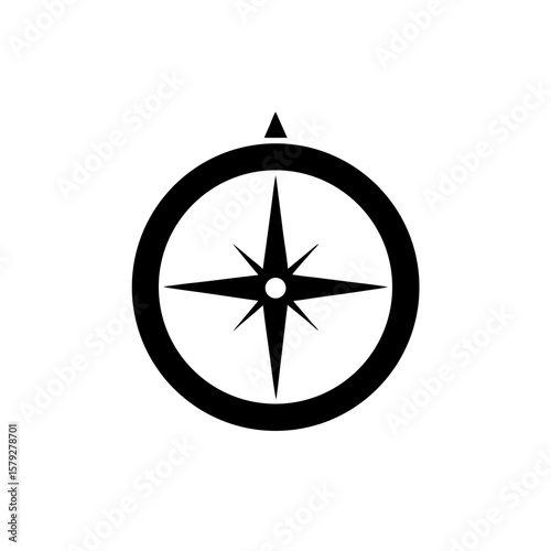 Clean Compass Icon Vector Clipart on White Background for Navigation Guide