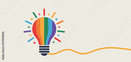 Rainbow Lightbulb Idea Illustration