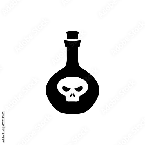 Clean Halloween Potion Bottle Icon Vector Clipart on White Background Magic