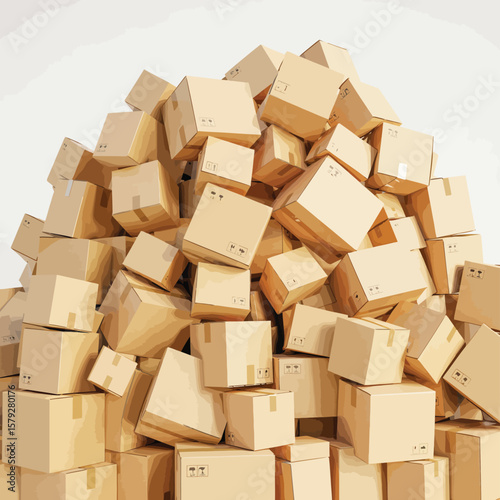 Large Pile of Cardboard Boxes for Shipping and Logistics