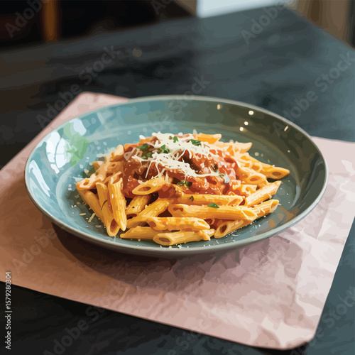 Delicious Penne Pasta with Tomato Sauce and Parmesan