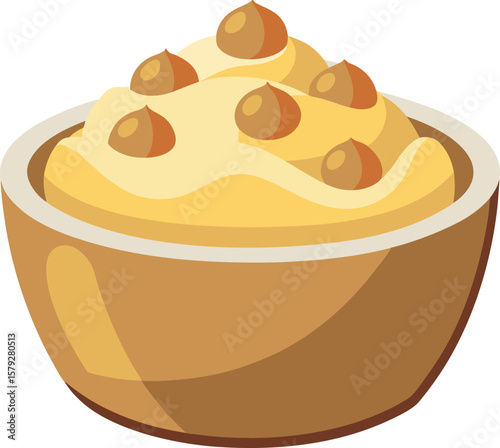 Delicious Creamy Hazelnut Dessert in a Brown Bowl, Sweet Treat, Perfect for Any Occasion