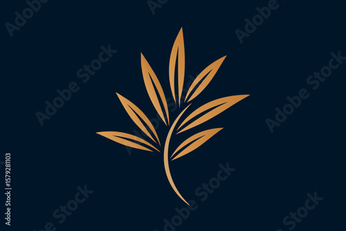 Elegant golden leaf sprig on a dark background sophisticated botanical design for luxury brands and natural wellness concepts