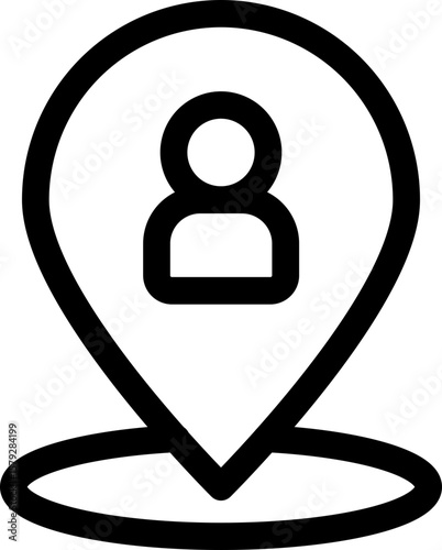 Find user location marker icon vector graphic, map pin person symbol for gps navigation app design