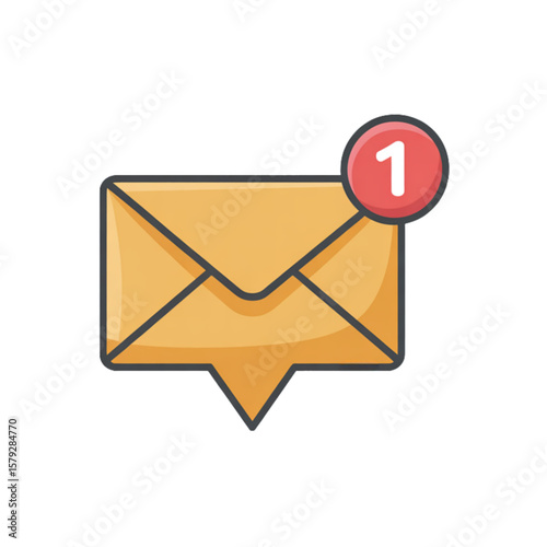 New message icon with notification. Envelope pointer with incoming message. Social media chat communication. E-mail symbol, inbox alert, newsletter icon, mobile text app vector illustration