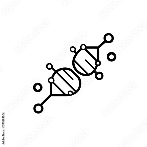 Abstract line art illustration of a DNA double helix structure.