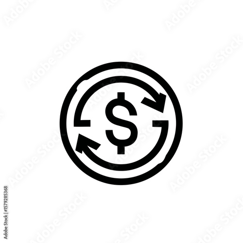 Circular icon depicting financial turnover, money circulation, and economic exchange.