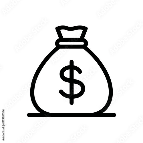 A simple line drawing of a money bag, symbolizing wealth and finance.