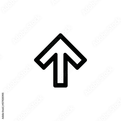 Simple black upward arrow icon, pointing vertically upwards, clean design.