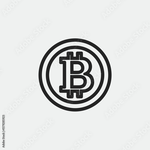 Bitcoin cryptocurrency symbol, digital currency icon, financial technology logo.