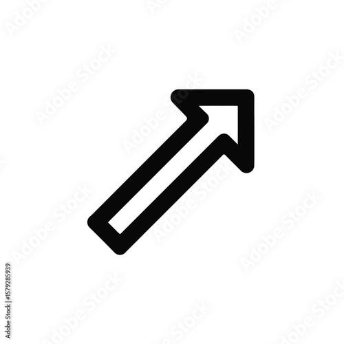 Diagonal upward pointing arrow, bold black lines, simple design.