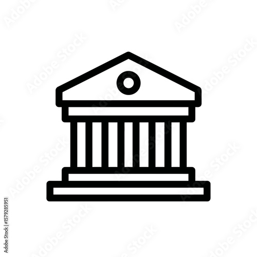 Classic style building icon;  simple line drawing of a bank or government structure.