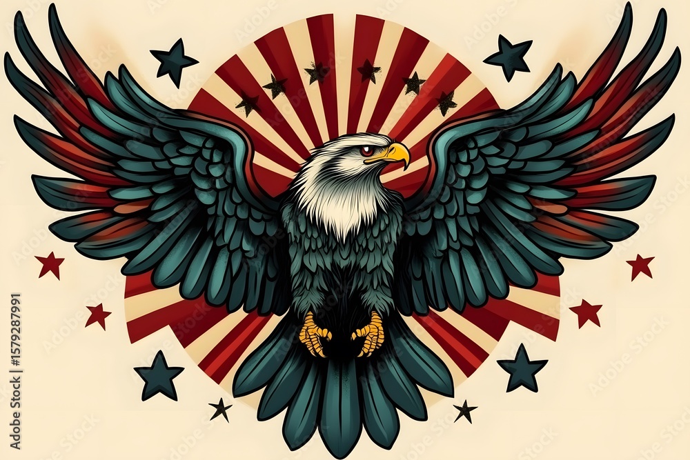 Fototapeta premium Old style eagle, tattoo flash art.