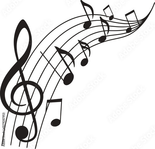 Treble clef vector illustration for musical note and melody design